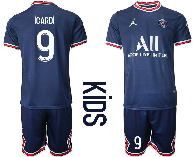 Youth 2021-2022 Club Paris St German home blue #9 Soccer Jersey->paris st german jersey->Soccer Club Jersey